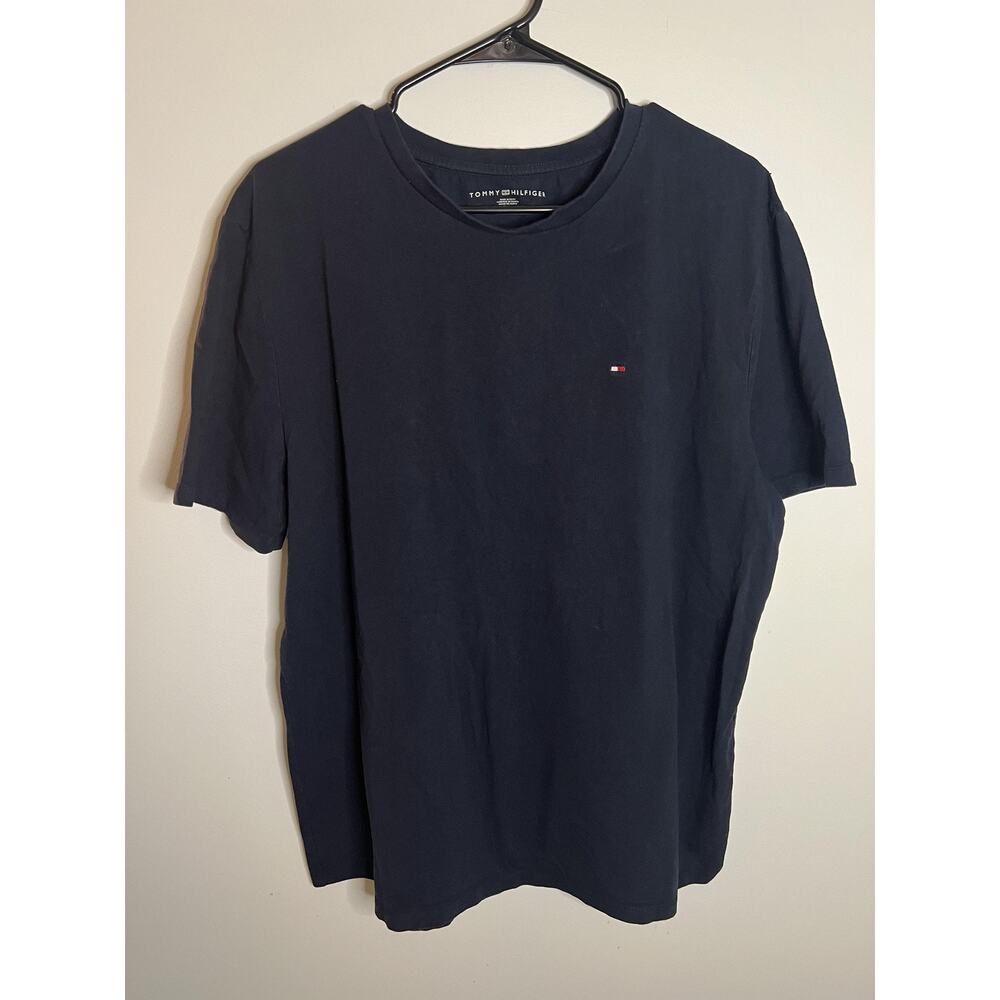 Tommy Hilfiger Shirt Mens XL Navy Blue Classic Crewneck Tee T-Shirt Logo Casual